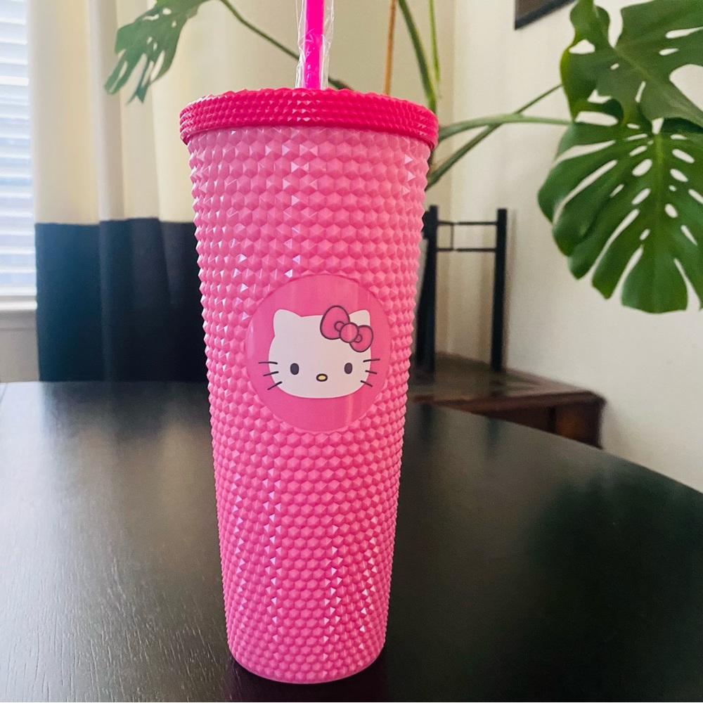 Hello Kitty Cup Studded Tumbler with Straw & Lid PINK